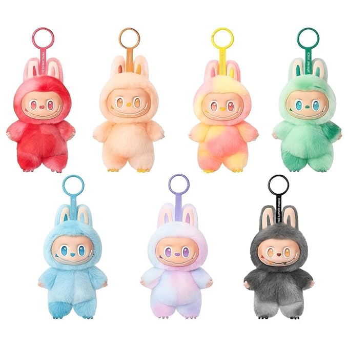 Labubu Doll Plush Soft Keychain Toy, Blind Box Mystery Figure, Soft Furry Design, Cute Kids Birthday Animal Baby Boys/Girls Random Color