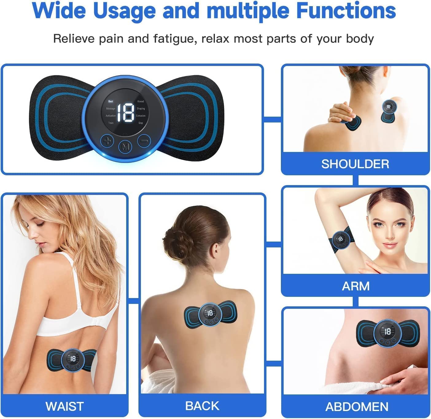 Mini Massage Machine Mini Massager Portable Rechargeable Full Body Massager For Pain Relief With 8 Mode Ems Neck Cervical Massager (Body Massager)