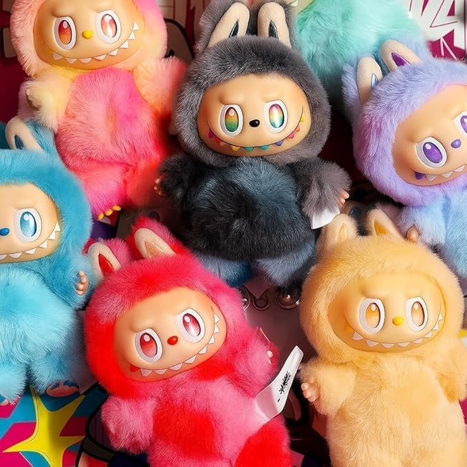 Labubu Doll Plush Soft Keychain Toy, Blind Box Mystery Figure, Soft Furry Design, Cute Kids Birthday Animal Baby Boys/Girls Random Color