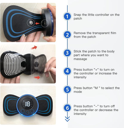 Mini Massage Machine Mini Massager Portable Rechargeable Full Body Massager For Pain Relief With 8 Mode Ems Neck Cervical Massager (Body Massager)